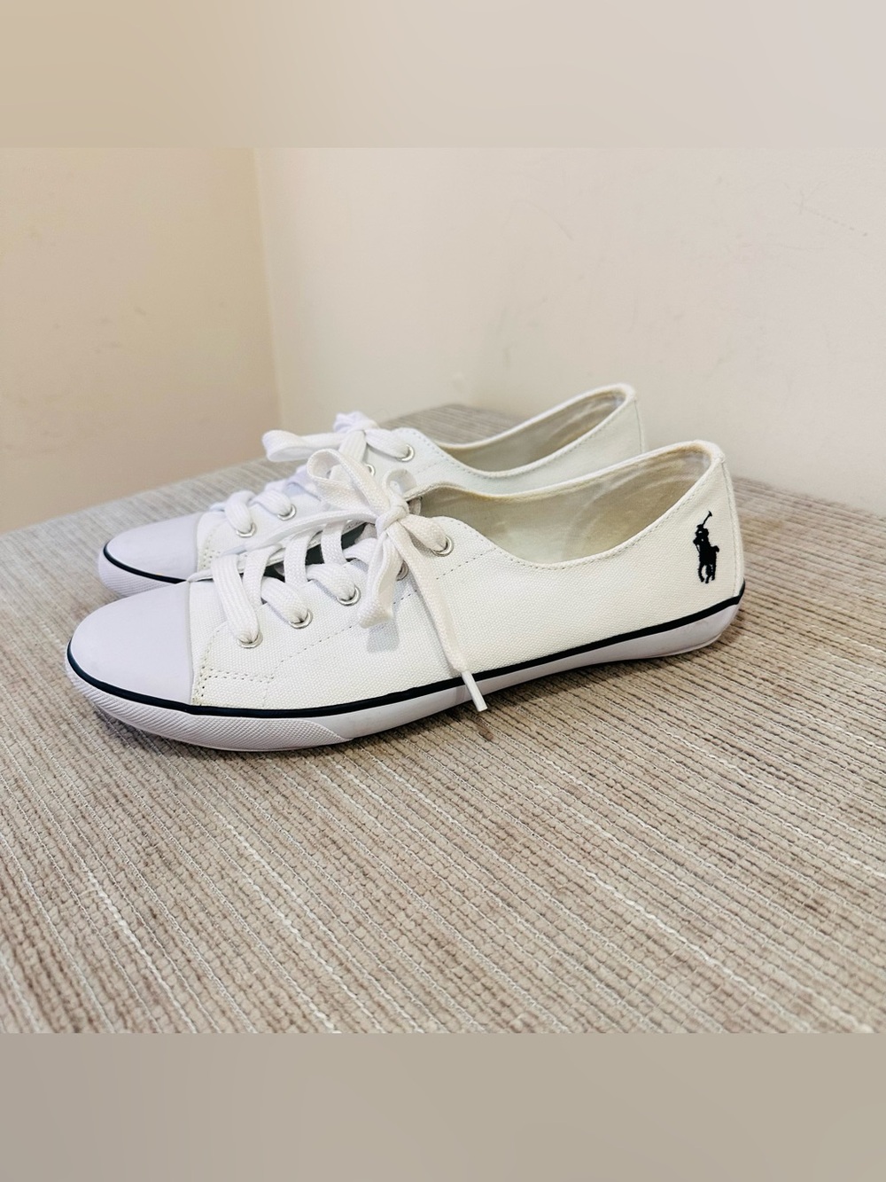 Polo Ralph Lauren Parnell White Canvas Sneakers Women's Size 10B